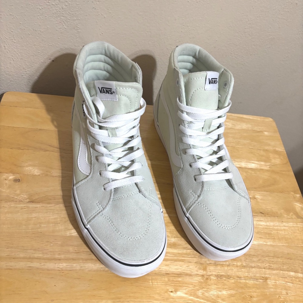 Vans Sk8-Hi Shoes Women 10 Mint Green New High Top Suede Canvas Sneakers